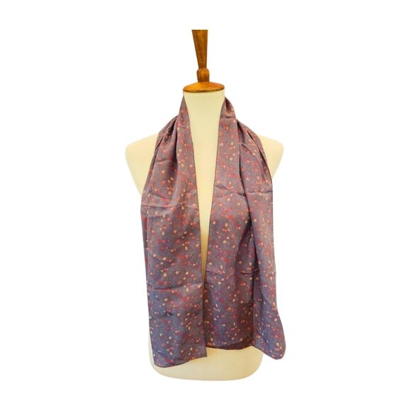 Lavender, mauve floral rectangular scarf, machine hem 10" x 53", no tags - Picture 5 of 5